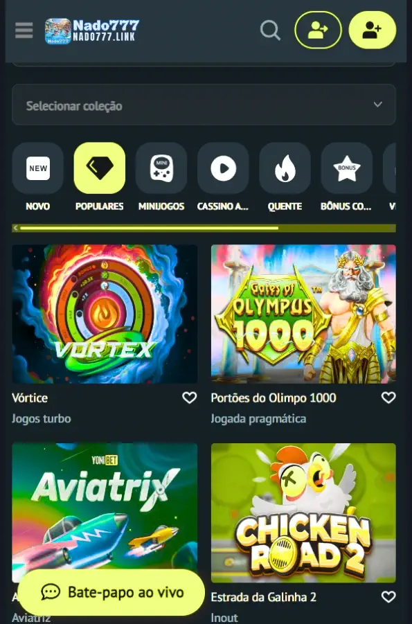 Aplicativo móvel Nado777 cassino